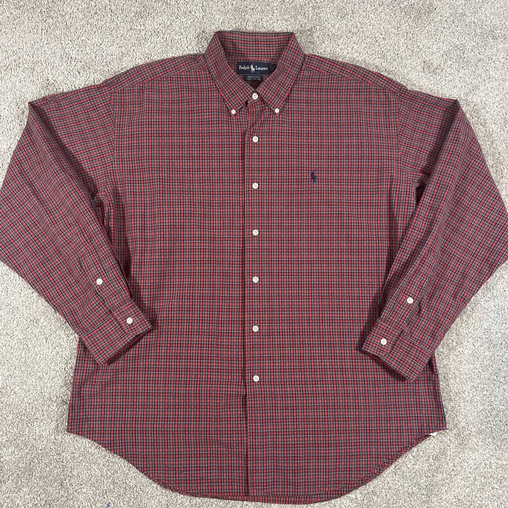 Polo Ralph Lauren‎ Men's XL Cotton Shirt Blue/Red Plaid Marlowe Long Sleeve